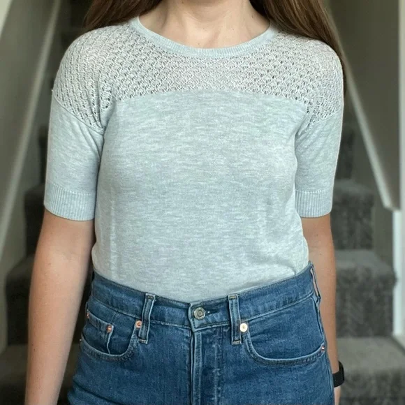 Banana Republic Crochet Short Sleeve Sweater - Picture 2 of 9